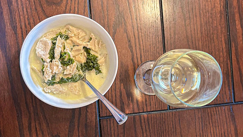 8 & $20: Miso-Poached Chicken Soup with Greens