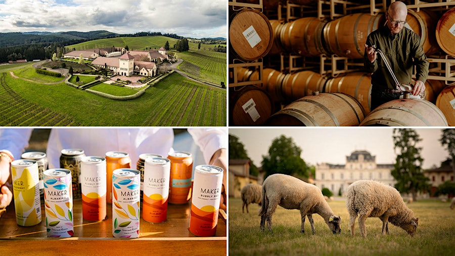 Clockwise from top left: Oregon wineries such as King Estate were featured in our Tasting Highlights; Seghesio’s Andy Robinson made an outstanding value wine; Château Giscours was named Wine of the Year; and canned wines continued to grow in popularity.
